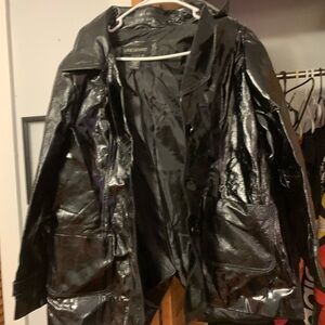 Lane Bryant Black patent leather Women's trench short Jacket sz Large 12/14
